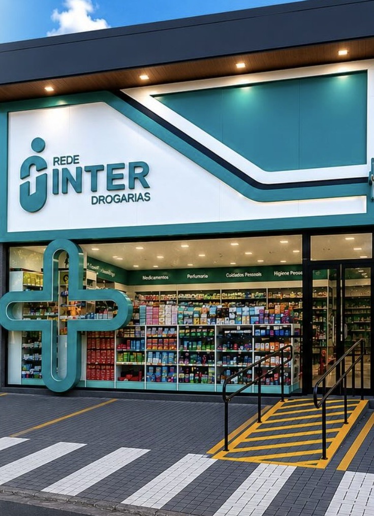 Fachada da Rede Inter Drogarias em São José do Rio Preto